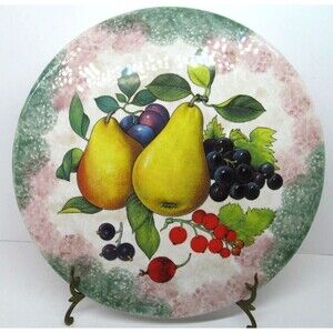 Ceramica Due Torre  13" Fruit Pears Pattern Cake Plate Made In Italy VGC